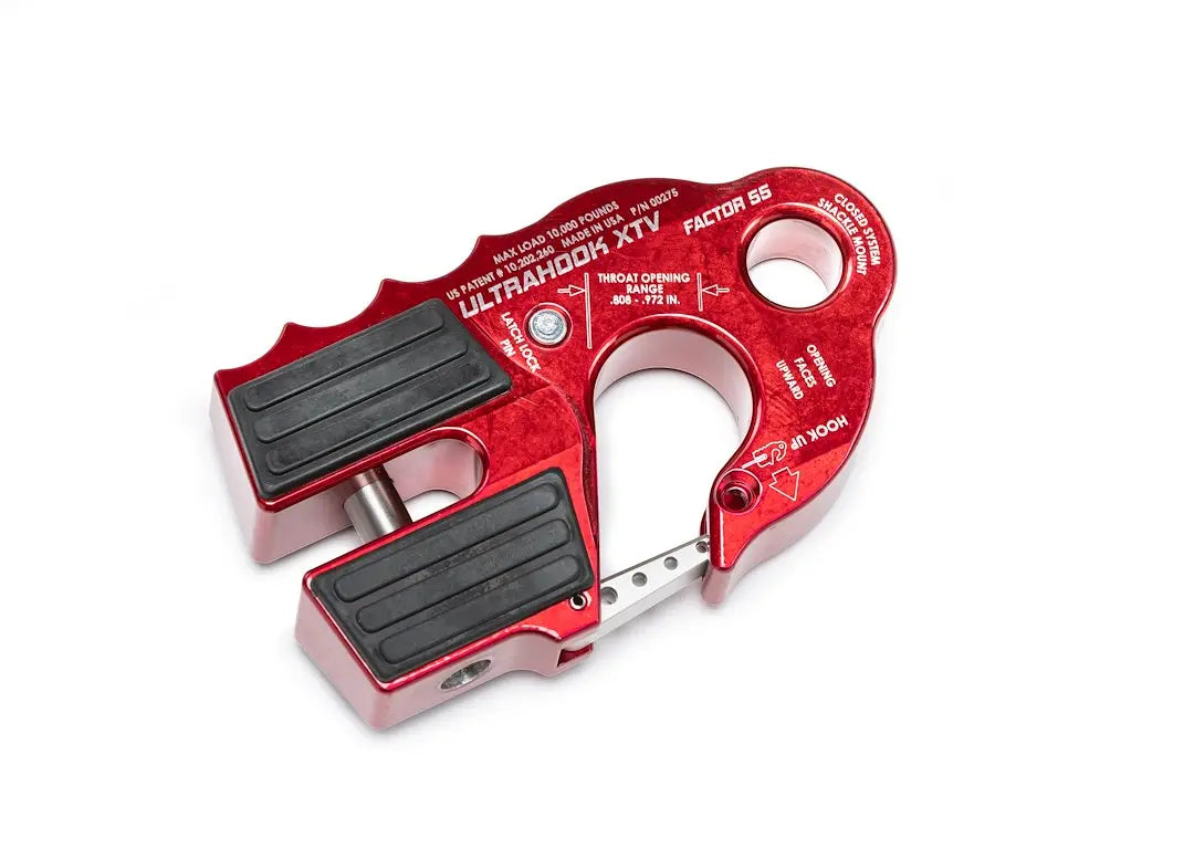 Factor 55 UltraHook XTV- Red – Heavy-Duty Off-Road Recovery Hook with Superior Strength and Durability