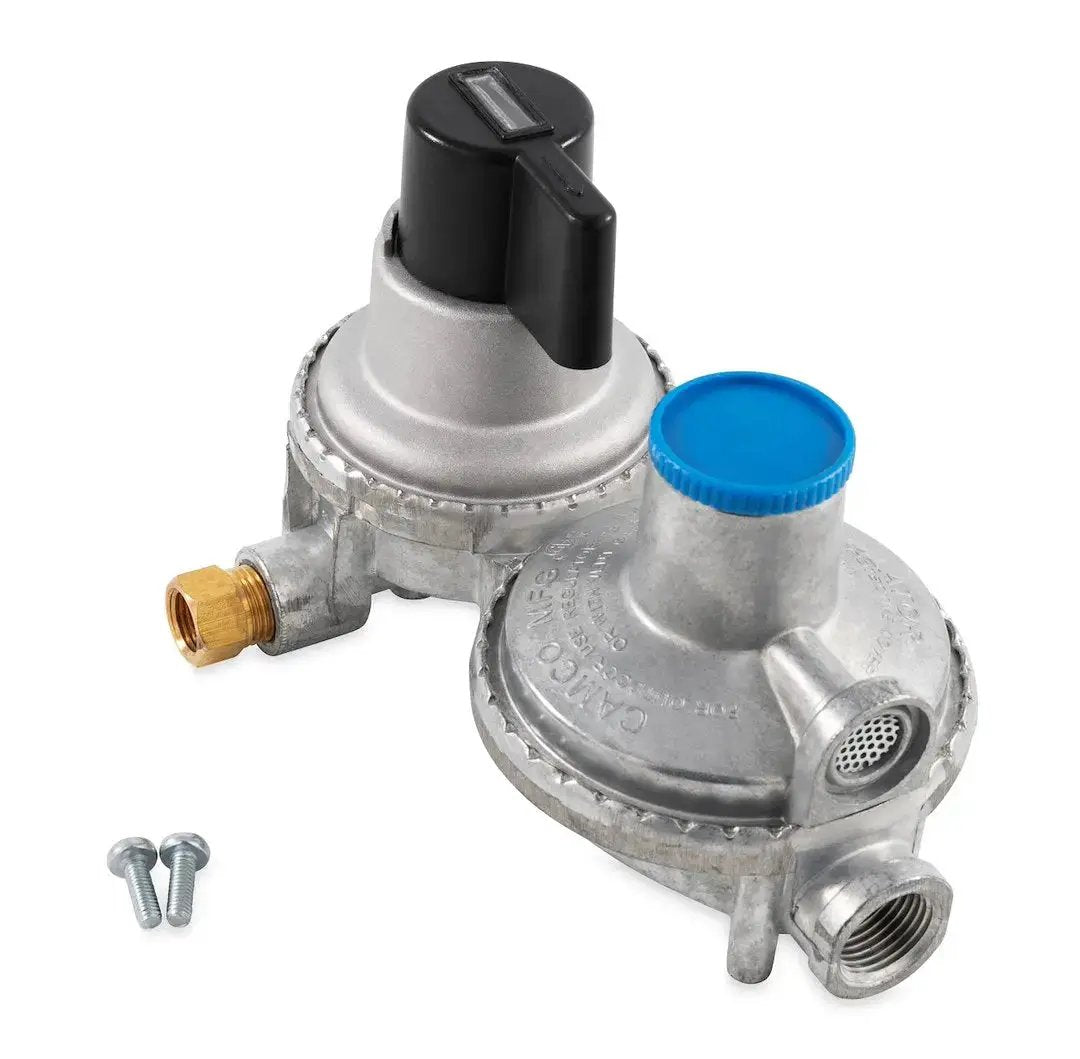 Camco Propane Double-Stage Auto Regulator Model 59002 for Reliable Gas Flow by CAMCO