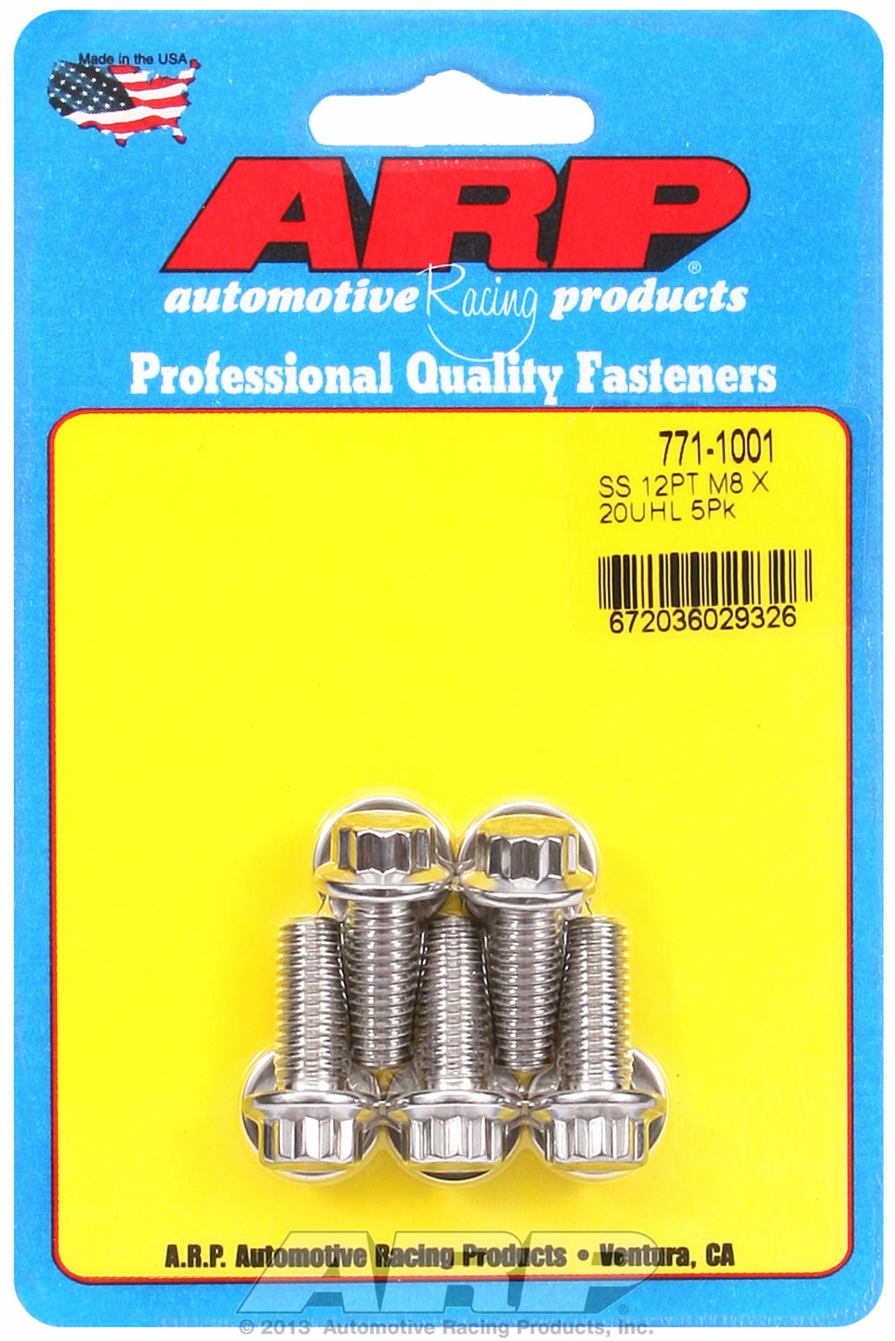 ARP M8 x 1.25 x 20mm 12-Point Stainless Steel Bolt - Part Number 7711001