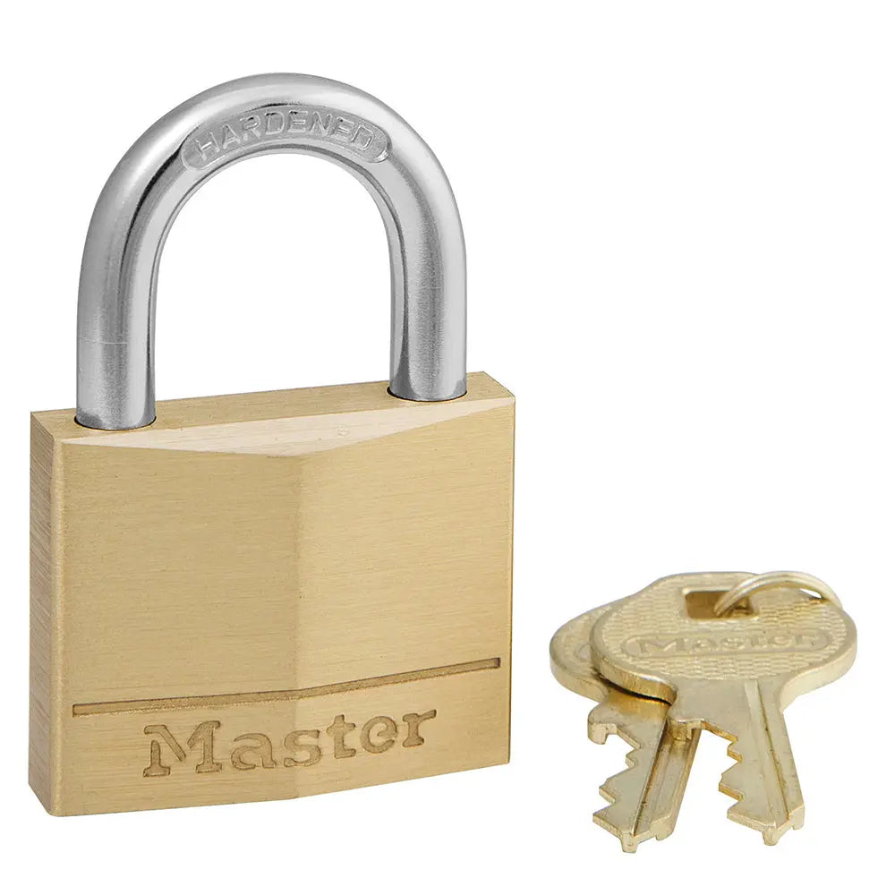Master Lock 140D Brass Lock - 1-11/16 inch Keyed Padlock for Secure Storage
