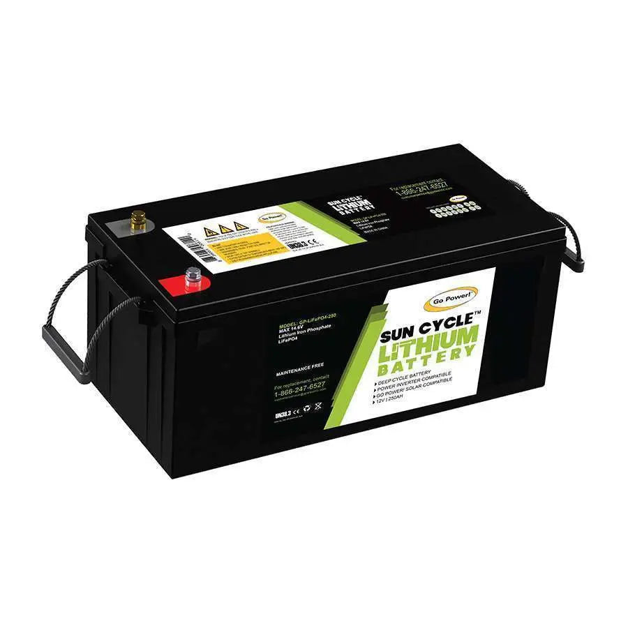 Go Power 250 Amp 12V Solar Battery - Reliable Deep Cycle Power for Off-Grid Applications