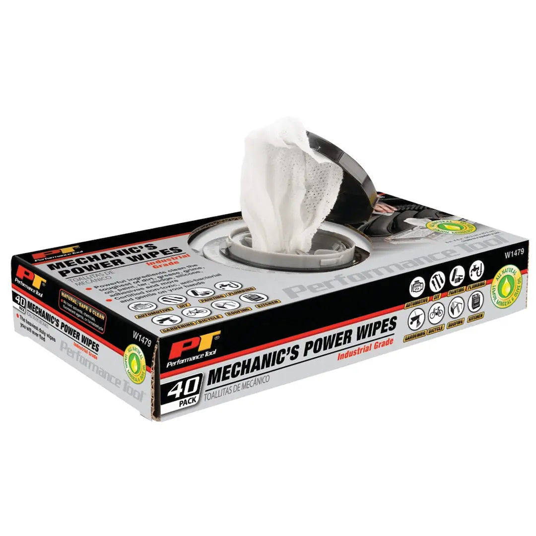 Perform Tool W1479 40-Pack Industrial Mechanic Wipes for Heavy-Duty Cleaning
