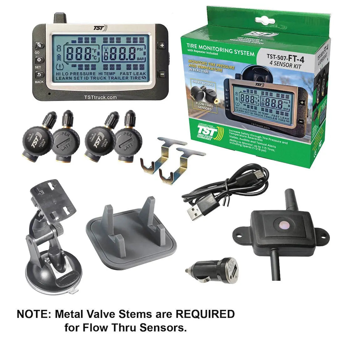 TRUCK SYSTMS TST507FT4 4-Wheel Tire Pressure Monitoring Sensor with Replacement Battery and Sensor