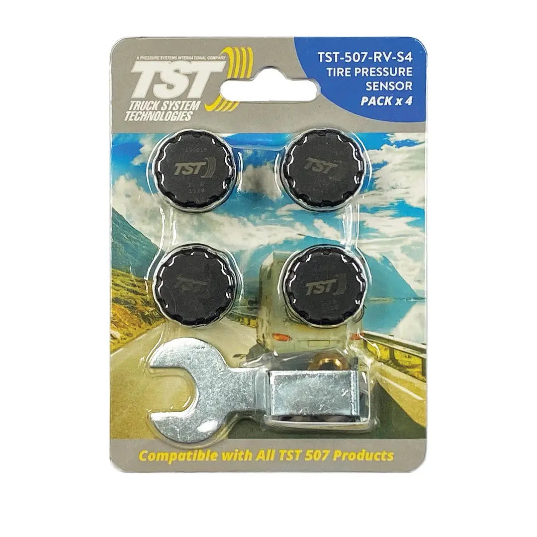 TRUCK SYSTMS TST507RVS4 4-Pack Cap Sensors with Replacement Batteries