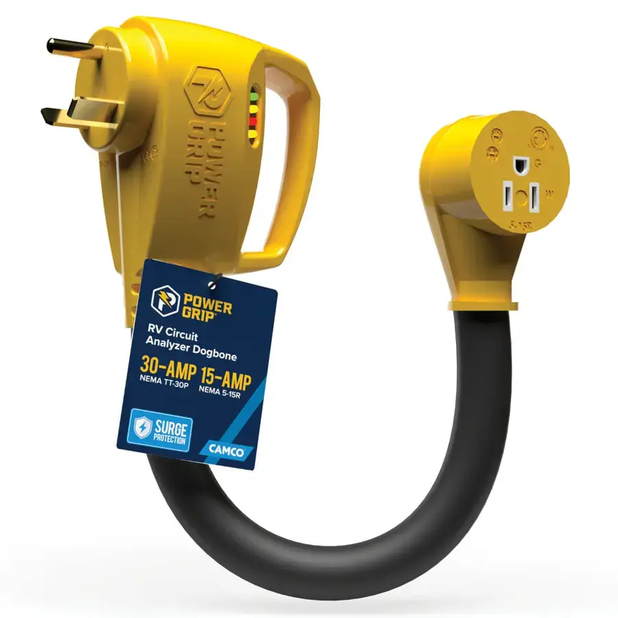 Camco PowerGrip Dogbone Adapter - 12 Feet, 30A/15A by CAMCO