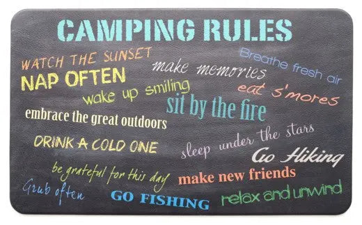 Kittrich Anti-Fatigue Kitchen Mat with Camp Rules Design - Part Number STRB148462