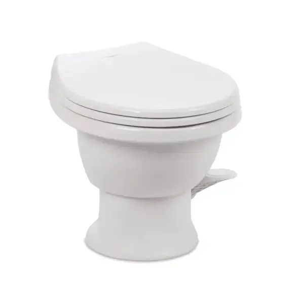 Dometic Toilet 411 White Low Profile Model 9610008263 for RVs and Marine Use by DOMETIC