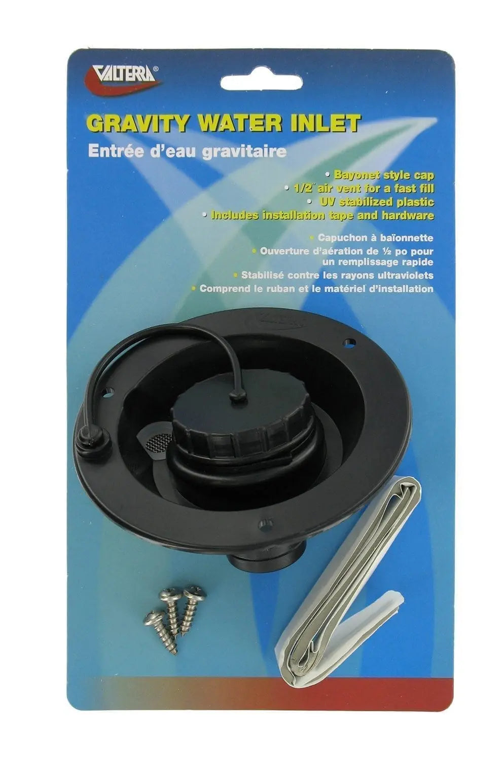 Valterra LLC Gravity Water Inlet Black (Part A012003BKV) for RVs and Marine Applications