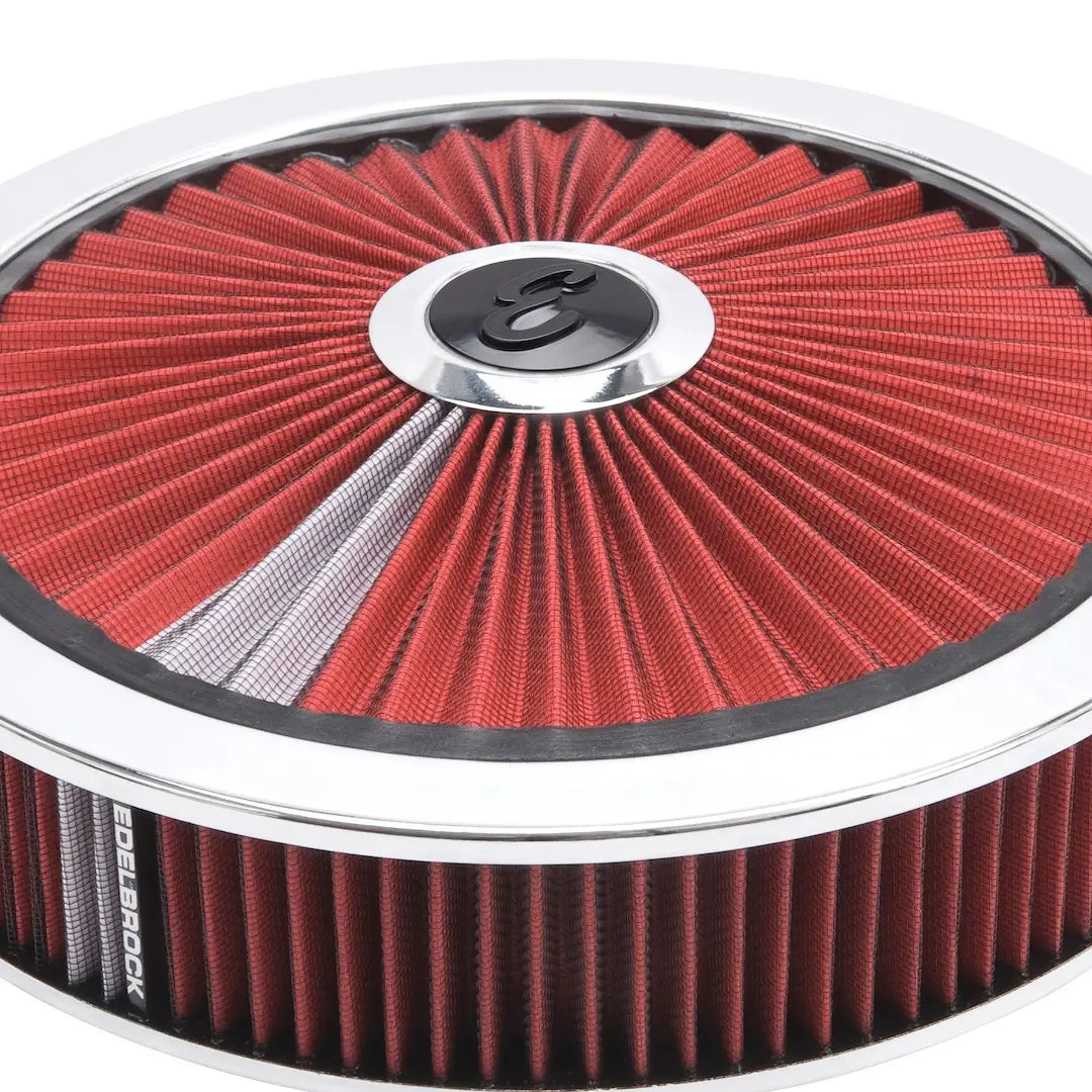 Edelbrock 43660 A/C 14' Round Chrome and Red Fan