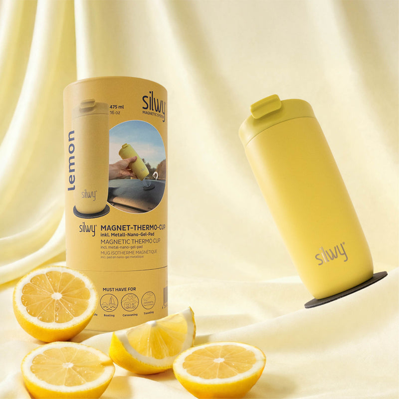 SILWY MAGNET Magnetic Thermal Cup Lemon – Keeps Drinks Hot or Cold