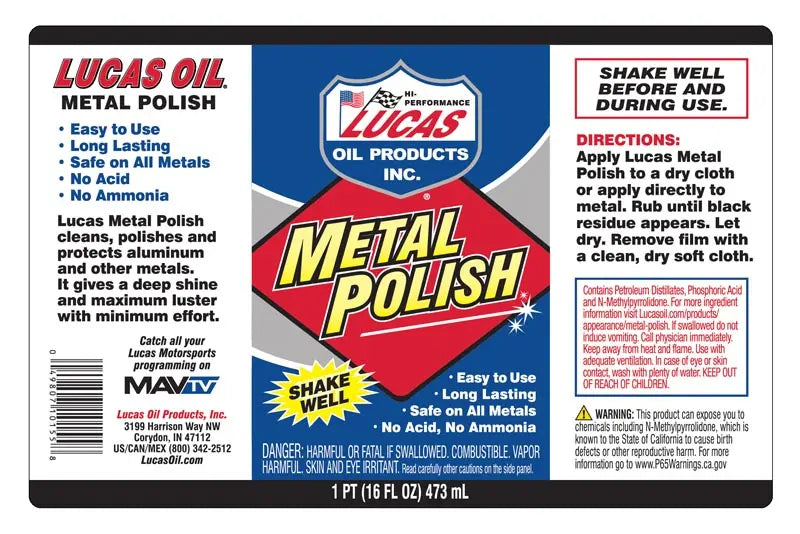Lucas Oil Metal Polish - 12 Pack of 1/16 Oz Tubes (Part #10155)
