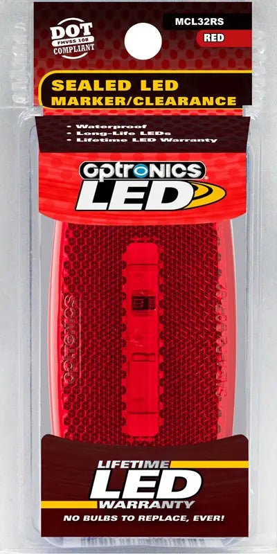 Optronics MCL32RS LED Marker/Clearance Light, Oval White with Red Lens