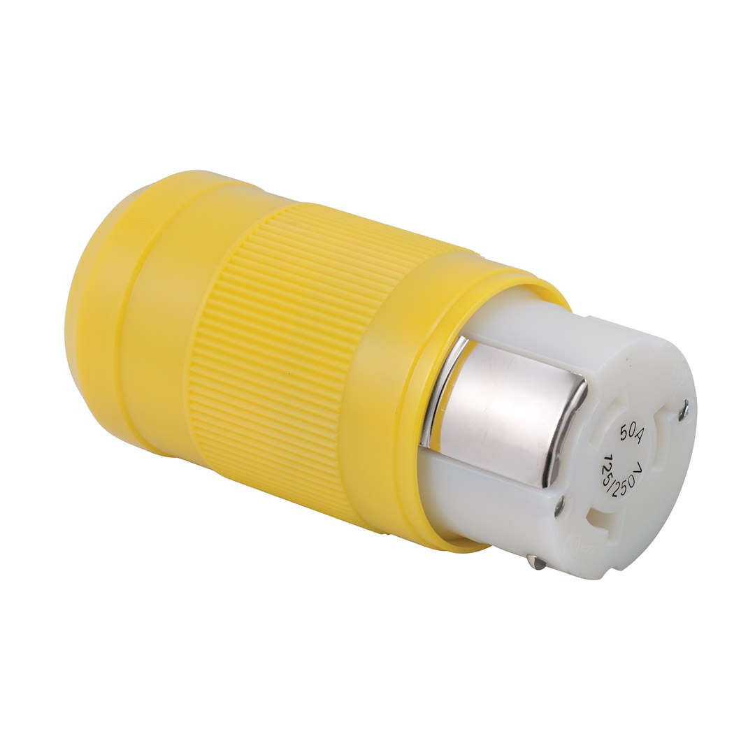 Marinco 6364CRN Female 50A Connector - Yellow Marine Power Cord Plug