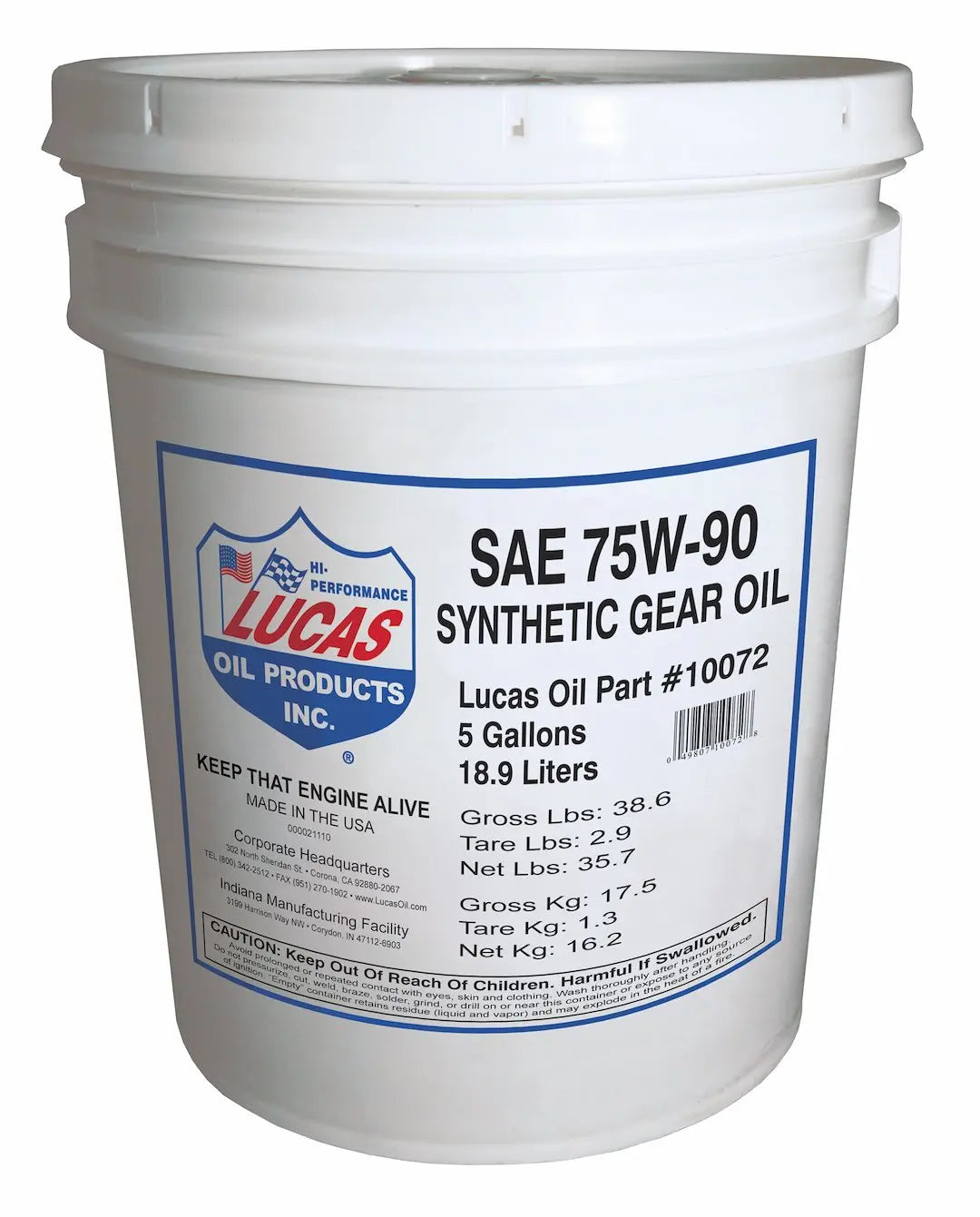 Lucas Oil Synthetic SAE 75W-90 Transmission Fluid (Part #10072)