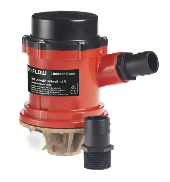 Johnson Pump LIVWELL PMP 1600 GPH 12V with Inlet - Reliable Marine Bilge Pump