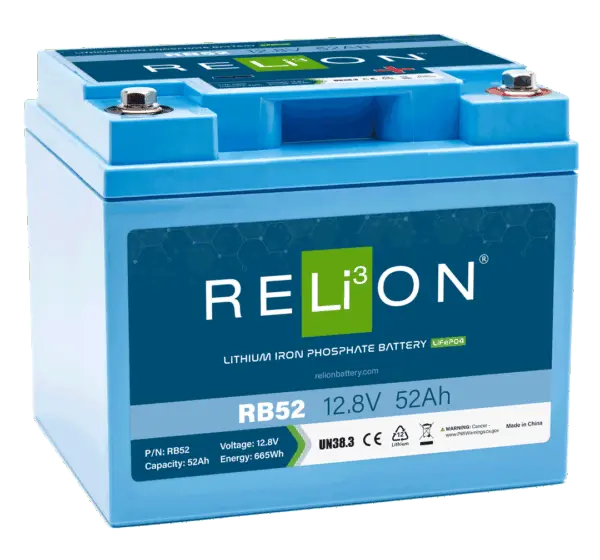 Relion RB52 12.8V 52Ah Lithium Iron Phosphate (LiFePO4) Battery
