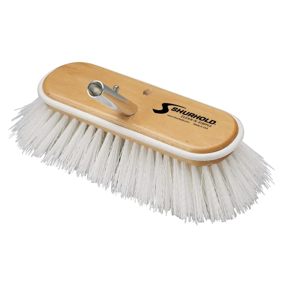 SHURHOLD IND 990 10' Deck Brush Extra Stiff White PO for Heavy-Duty Cleaning