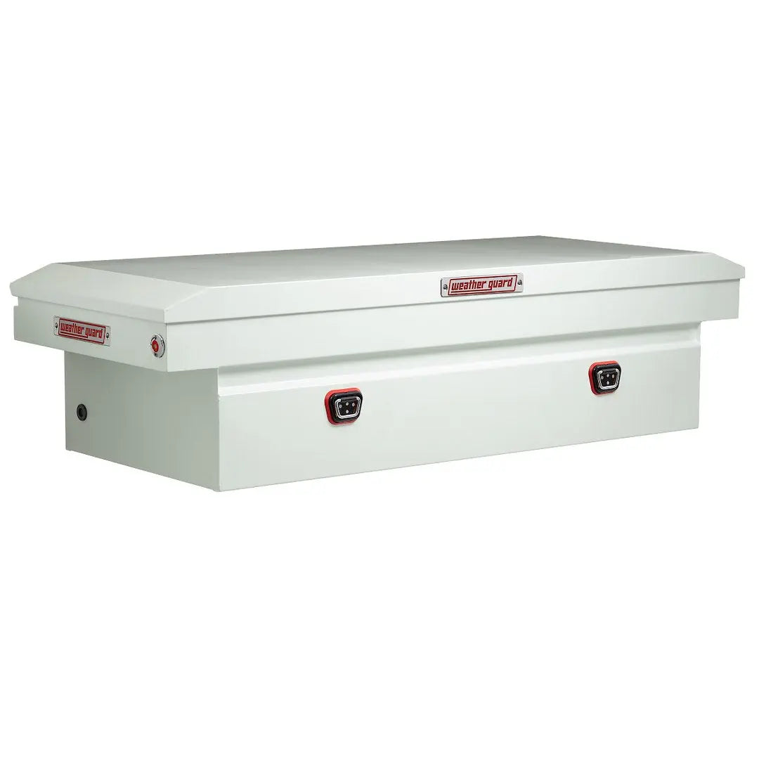 WeatherGuard Saddle Box Model 116304 – Durable Aluminum Storage for Work Trucks