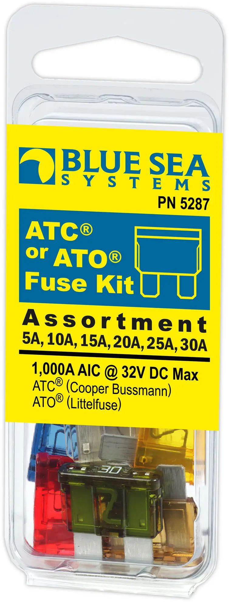 Blue Sea Systems Fuse Kit ATO/ATC - 6 Piece Set, Part Number 5287BSS
