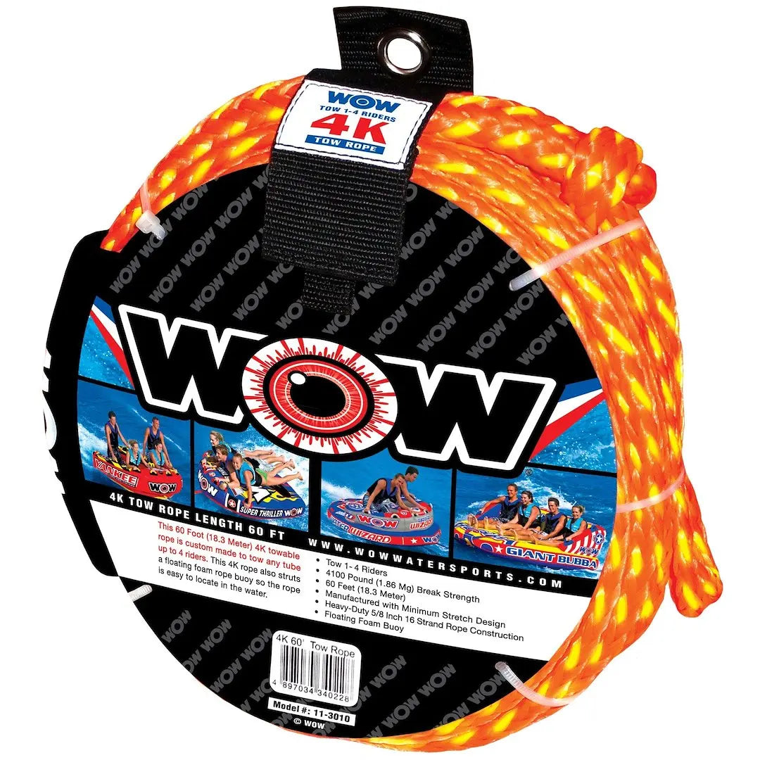 WOW SPORTS 4K 60' Tow Rope for Water Sports and Boating