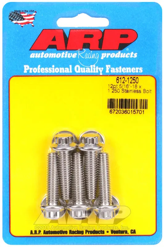 ARP 6121250 5/16-18 x 1.25 Inch Grade 8 Bolts, Pack of 5
