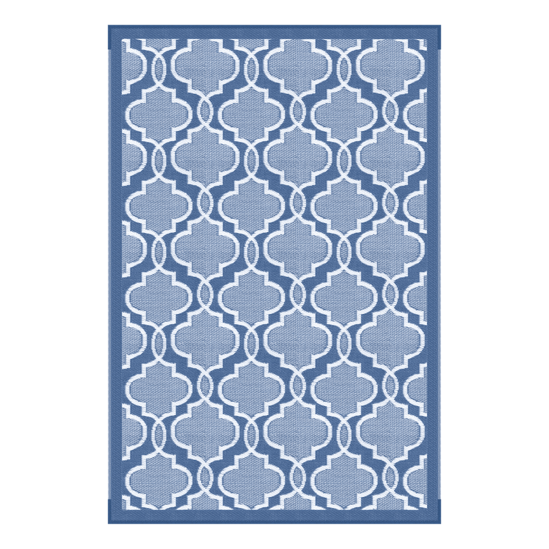 Lippert Components All Weather 6' x 9' Blue Patio Mat - Durable Outdoor Rug
