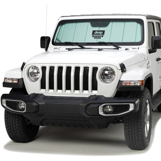 Covercraft UVS100 Custom Sunshade with Jeep G Logo for Optimal Vehicle Protection