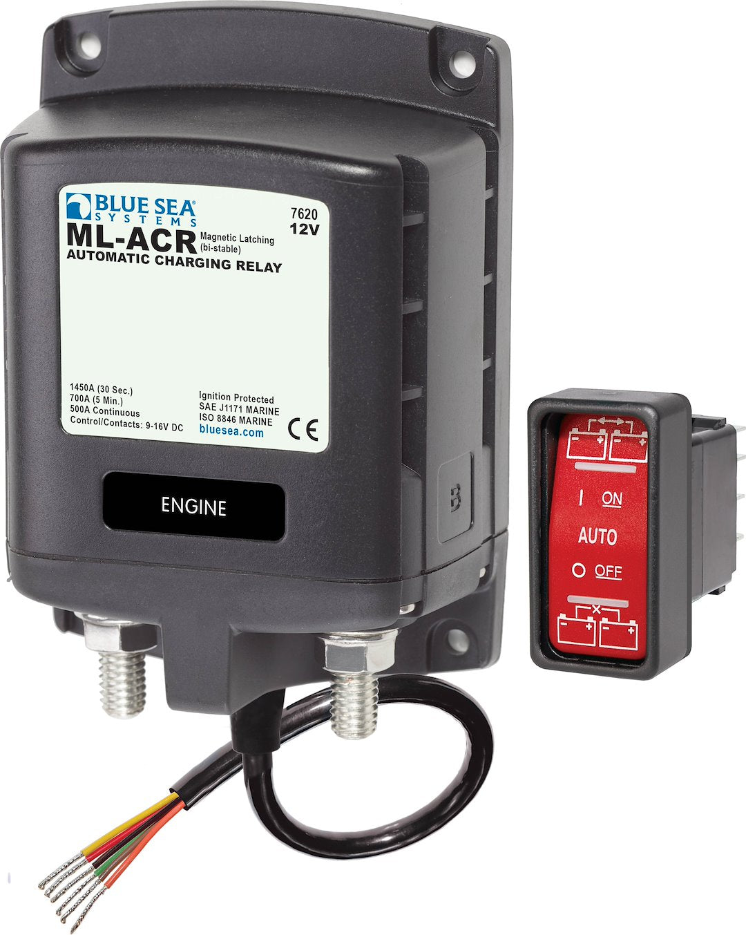 Blue Sea Systems Solenoid ML 500A 12V ACR - Marine Battery Isolator Relay