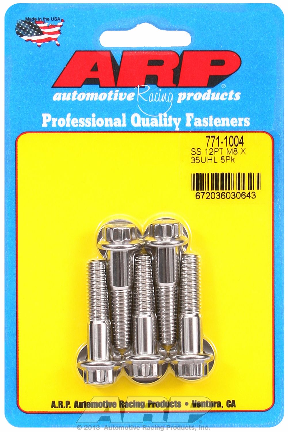 ARP M8 x 1.25 x 35mm 12-Point Stainless Steel Bolt (Part #7711004)