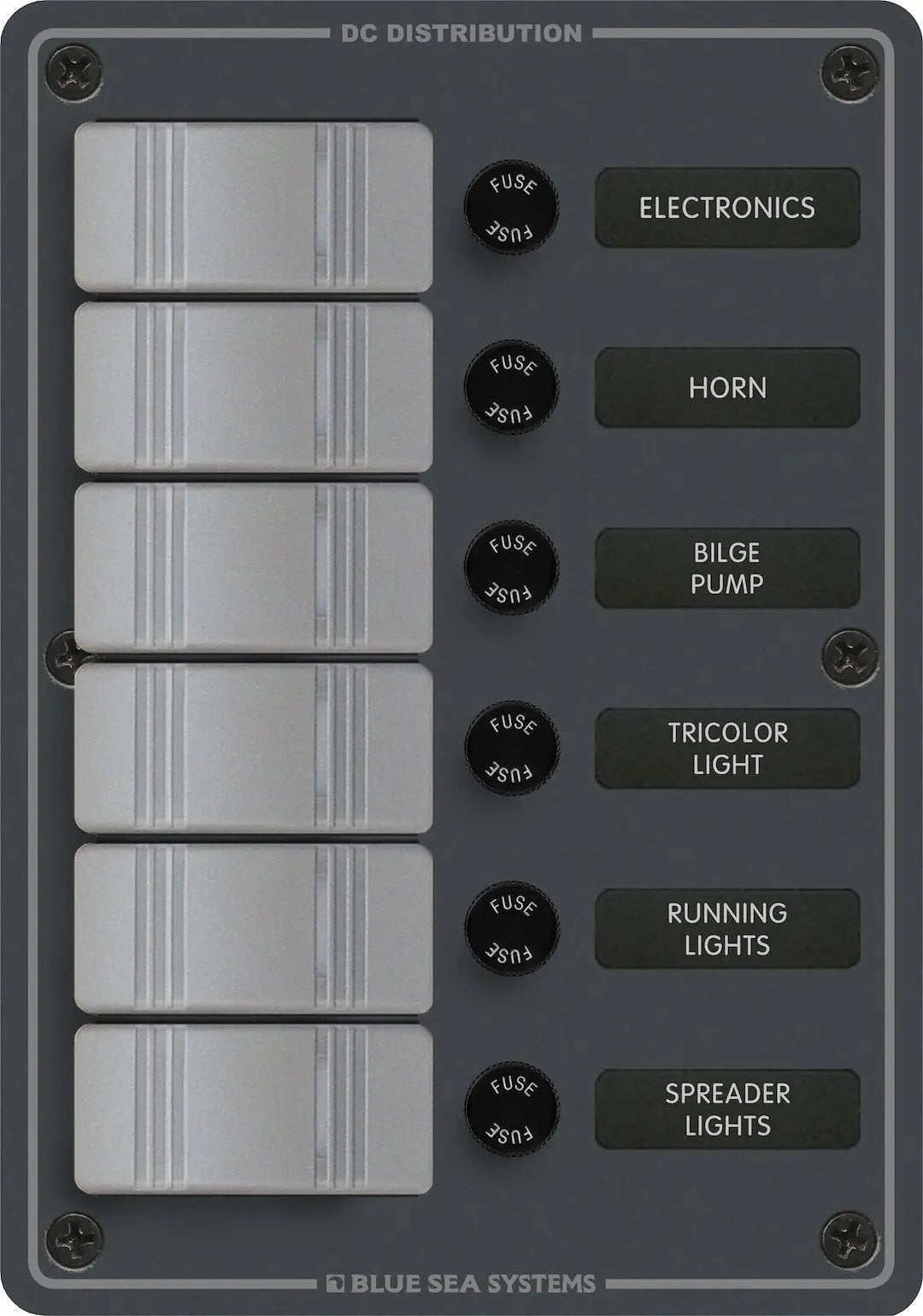 Blue Sea Systems Panel H2O 12VDC AGC 6-Position V