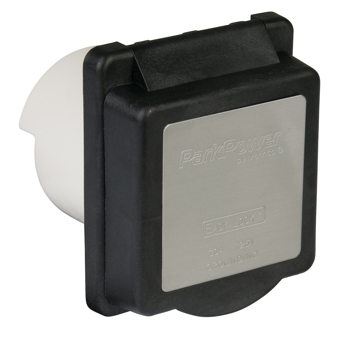 Marinco 30A 125V Standard Power Inlet with Black Cover - Part Number 301ELRVBLK