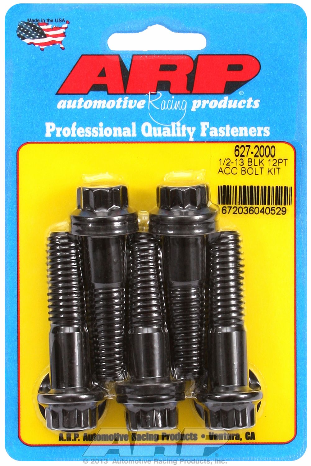 ARP 1/2-13 x 2000 12PT Black Lug Nut - Heavy-Duty Steel Construction