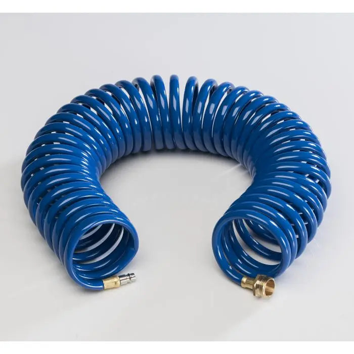 Empire Fauce 15' Coiled Blue Extension Hose - Durable and Flexible Garden Tool