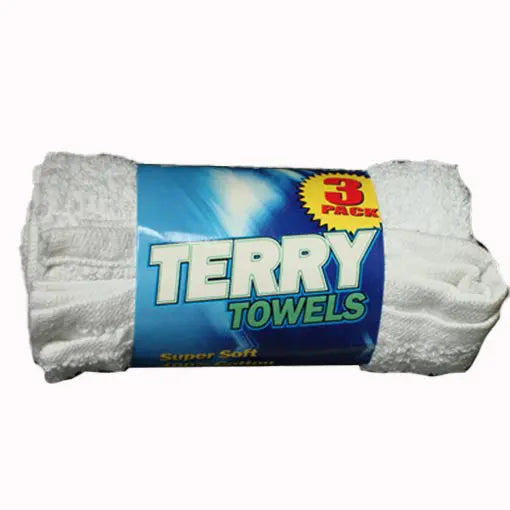Ocean Access SW56100 Terry Towel 3 Pack – 17 x 14 Inches, Soft Absorbent Cotton