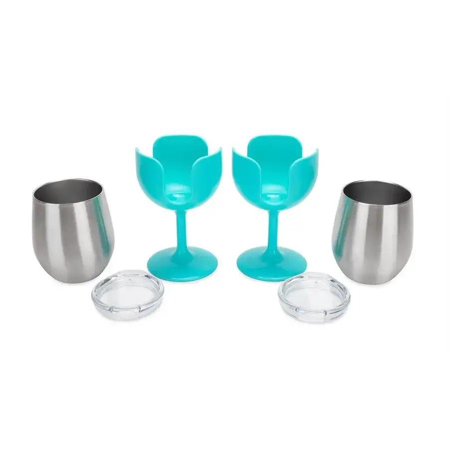 Camco Libatc 8 oz Wine Tumbler 2-Pack for Camping and Travel by CAMCO