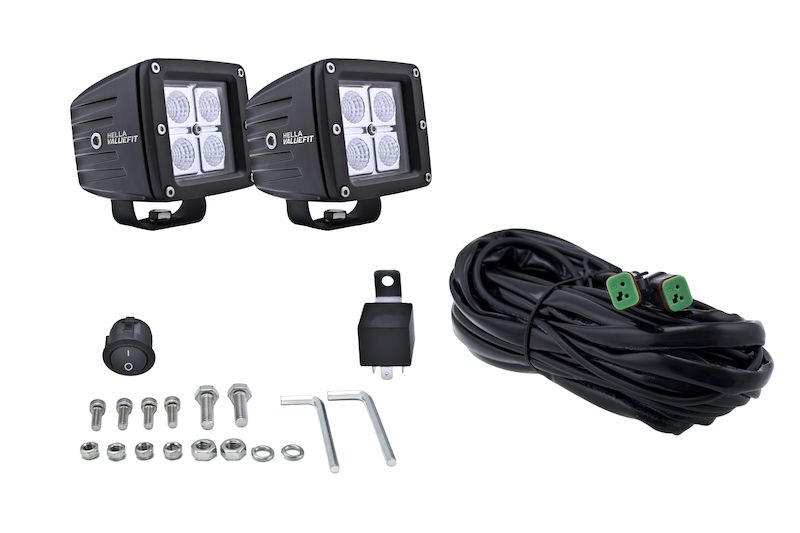 HELLA LIGHTS Cube 4LED Single Flood Light in Black - Part #357204031