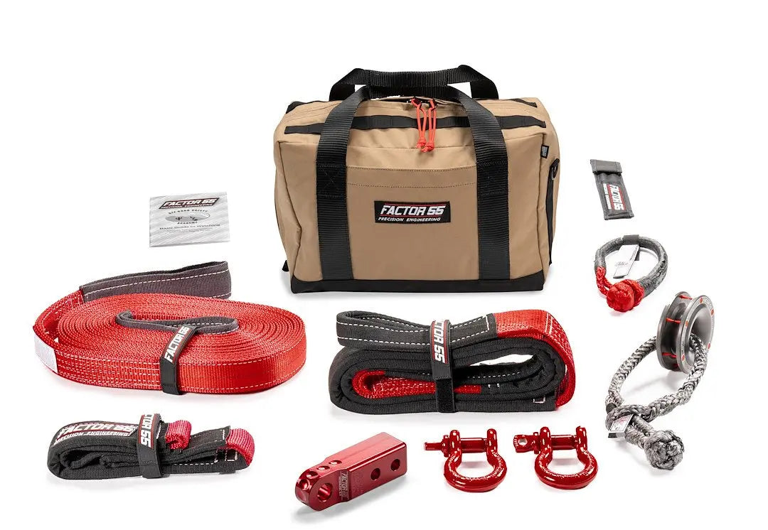 Factor 55 SWTH Vehicle Recovery Kit with Red Hitch - Medium Size