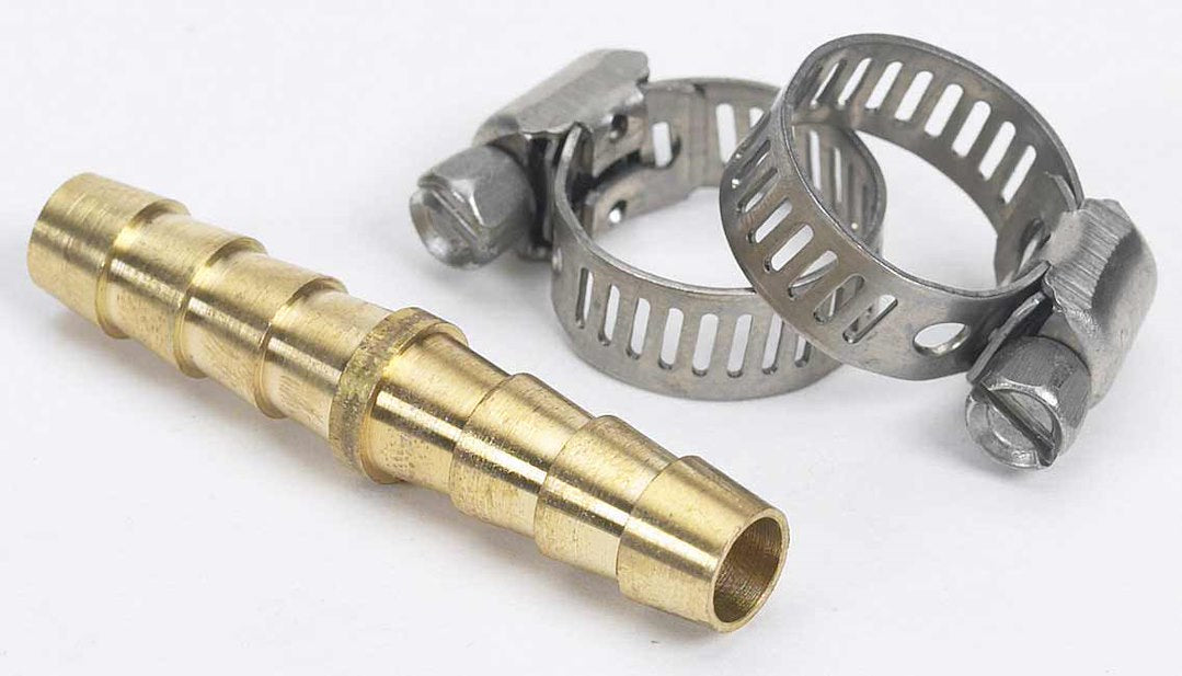 Moeller 33211101 1/4-Inch Brass Hose Mender with Stainless Steel Clamps
