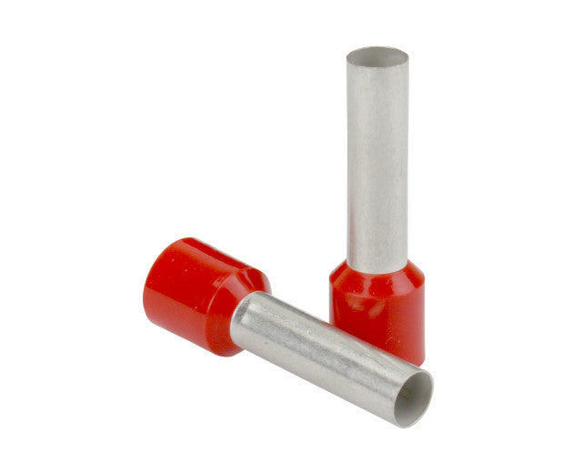 PACER RL168MM25 16 AWG Red Collar Ferrule - 8mm Diameter, 25 Pieces