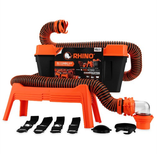 Camco Rhino RV Combo Kit with 15' RhinoExt for Enhanced RV Drainage and Waste Management