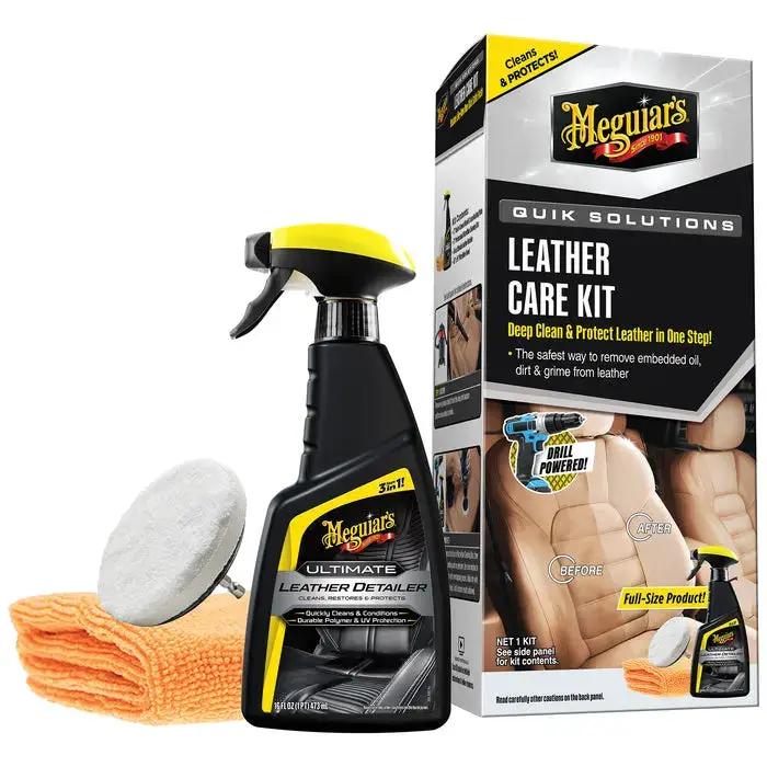 Meguiars Wax Quik Solutions Leather Care Kit – Complete Leather Cleaning and Conditioning Set by MEGUIARS WAX