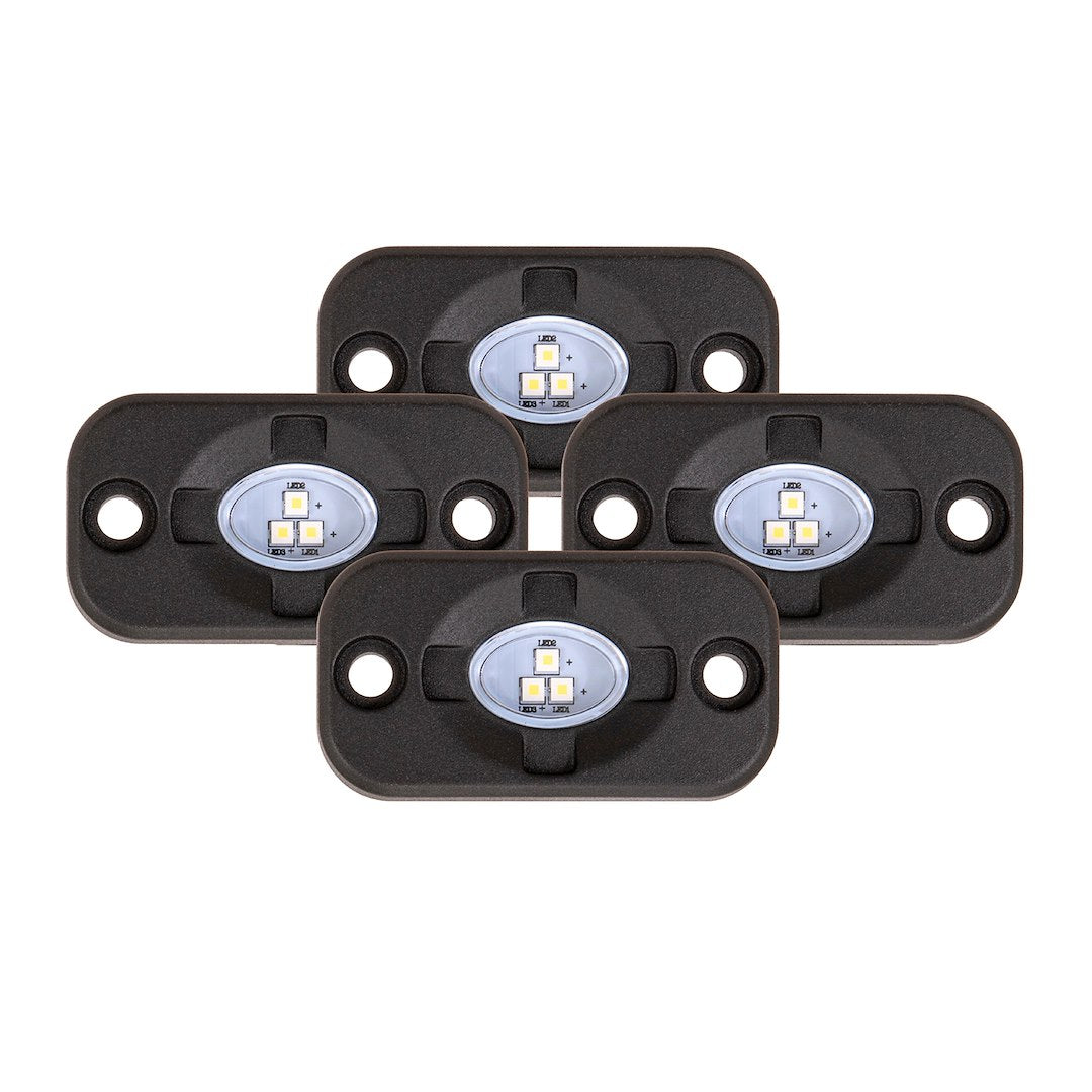 TrailFX Rock Lights 3x5W Flood White – 4 Pack, Off-Road LED Lighting Kit