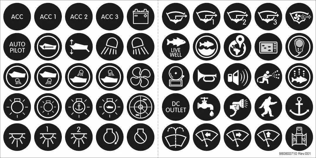 Blue Sea Systems 4230BSS Label Kit for SS Button Switch Back Lit