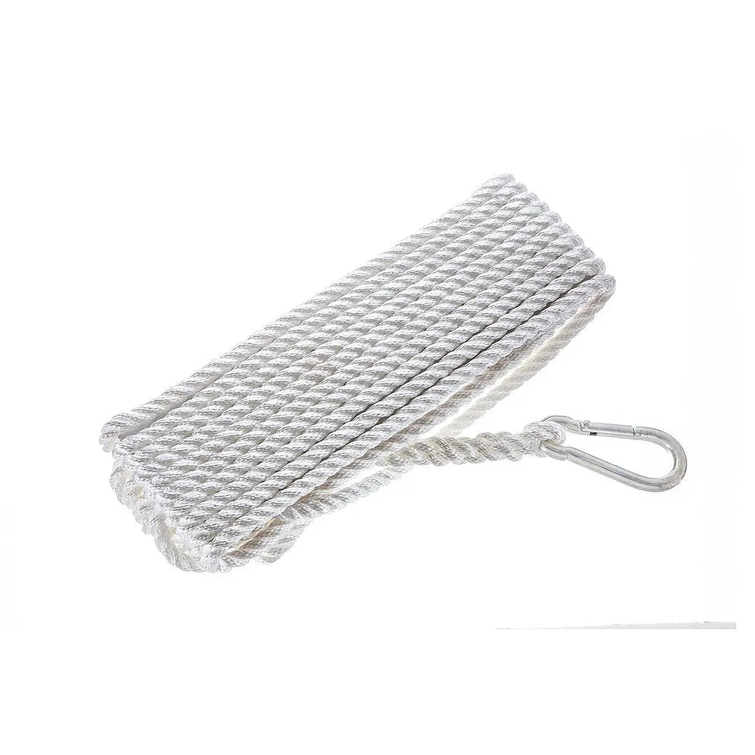 Attwood Mari 117077 3/8 x 50 ft White Anchor Line - Durable Marine Rope for Boat Anchoring
