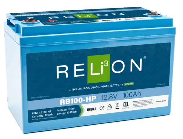 RELION RB100HP 12.8V 100Ah Lithium Iron Phosphate (LiFePO4) Battery
