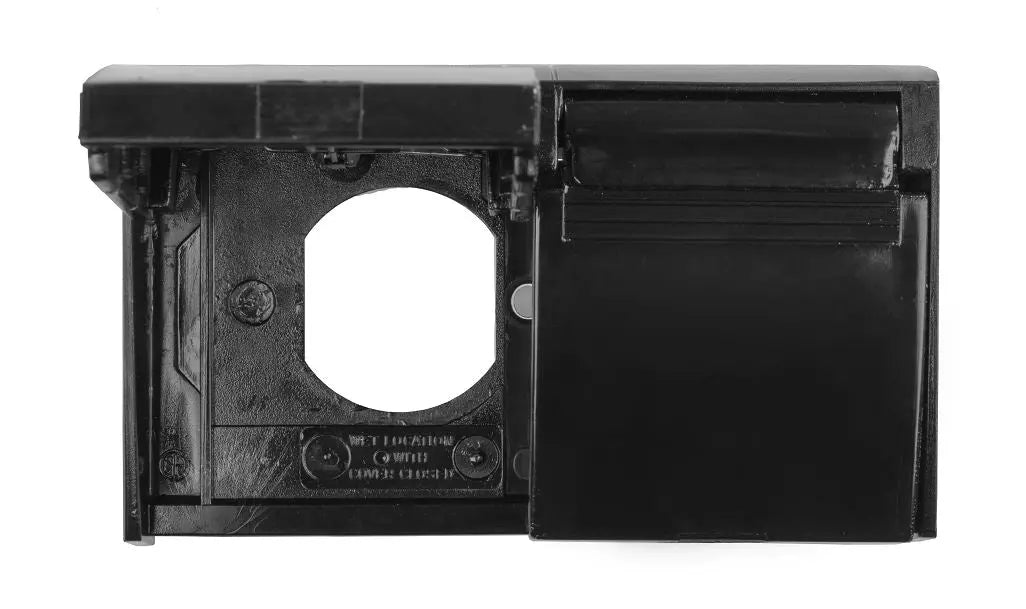 JR Products Duplex Outlet Cover in Black, Part Number 0512115