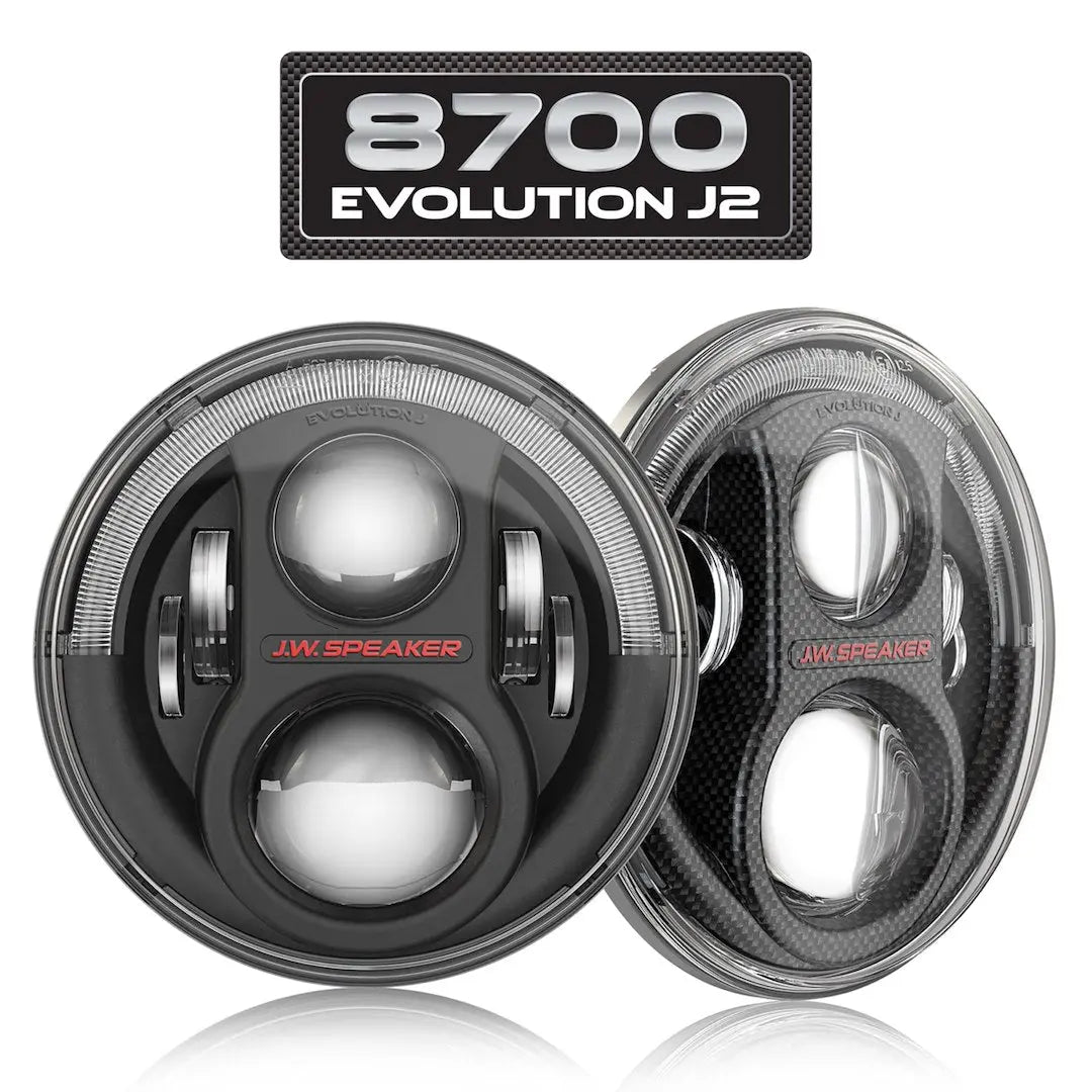 JW Speaker 8700 EVOJ2 12V ECE Black Left Hand Truck Headlight Set