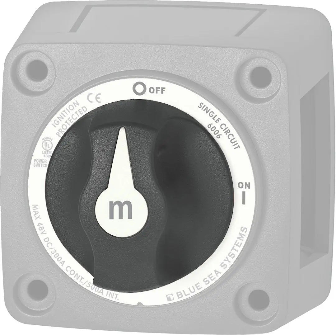 Blue Sea Systems Battery Switch with M Knob Replacement - Black (Part No. 7901200BSS)