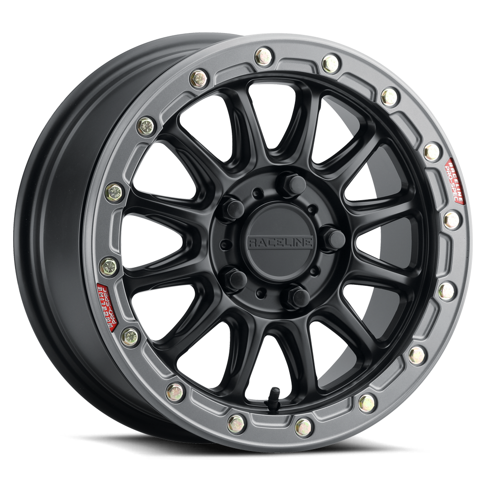 Raceline Alpha Black with Gunmetal Ring 15x7 5x120 Wheel