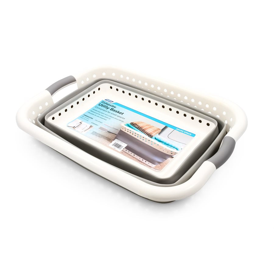 Camco Collapsible Utility Basket Small White and Gray Model 51903